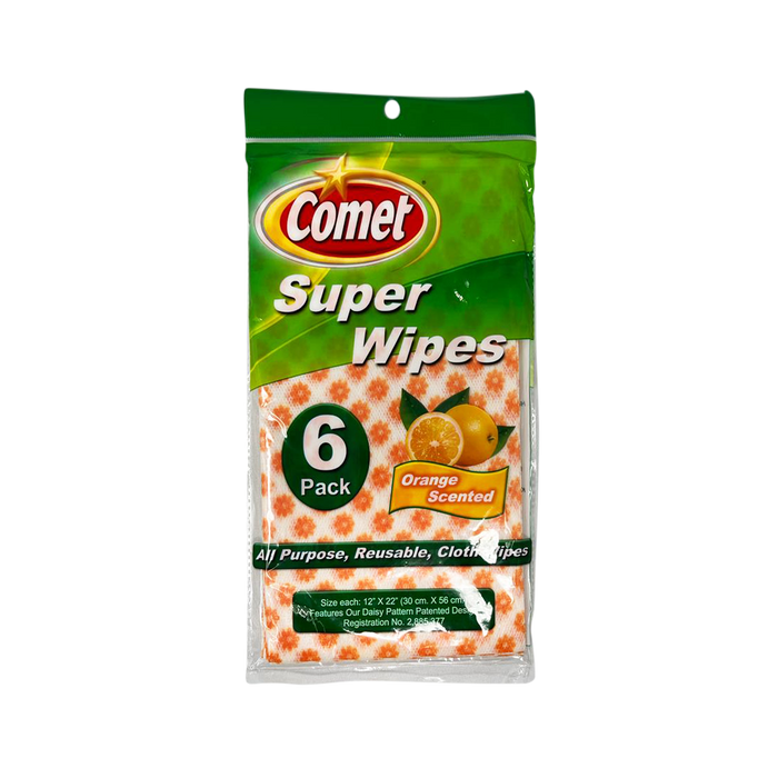 Comet Super Wipes, Orange Scented 6-Pack