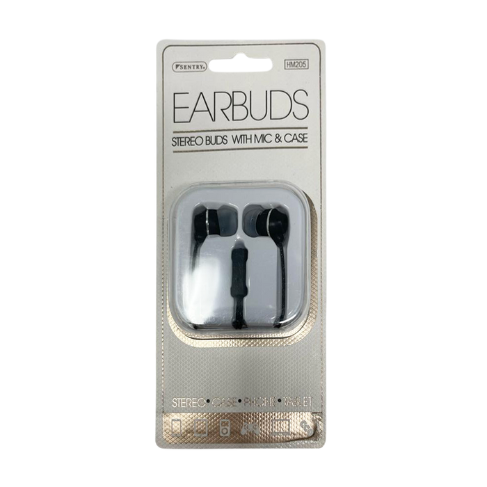 Sentry Stereo Earbuds W/Mic & Case In black