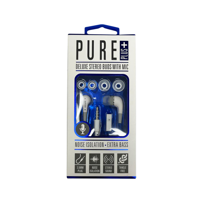 Pure Plus Deluxe Stereo Buds with Mic In Pink